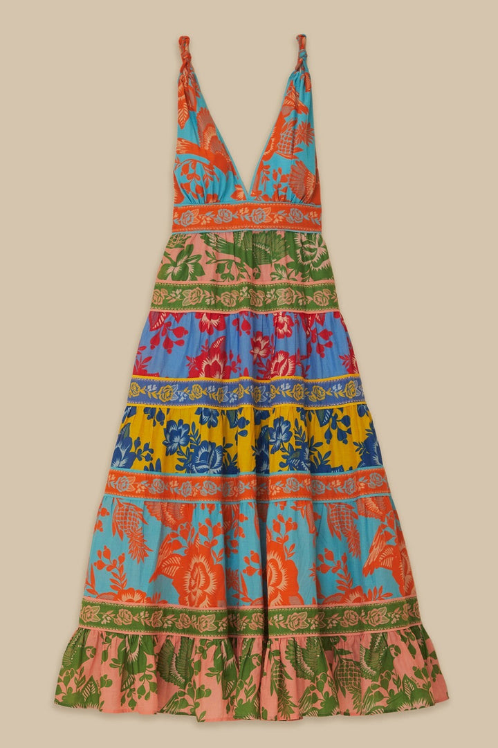 Farm Rio Lace Garden Midi Maxi Dress Boho Cotton Beach Resort