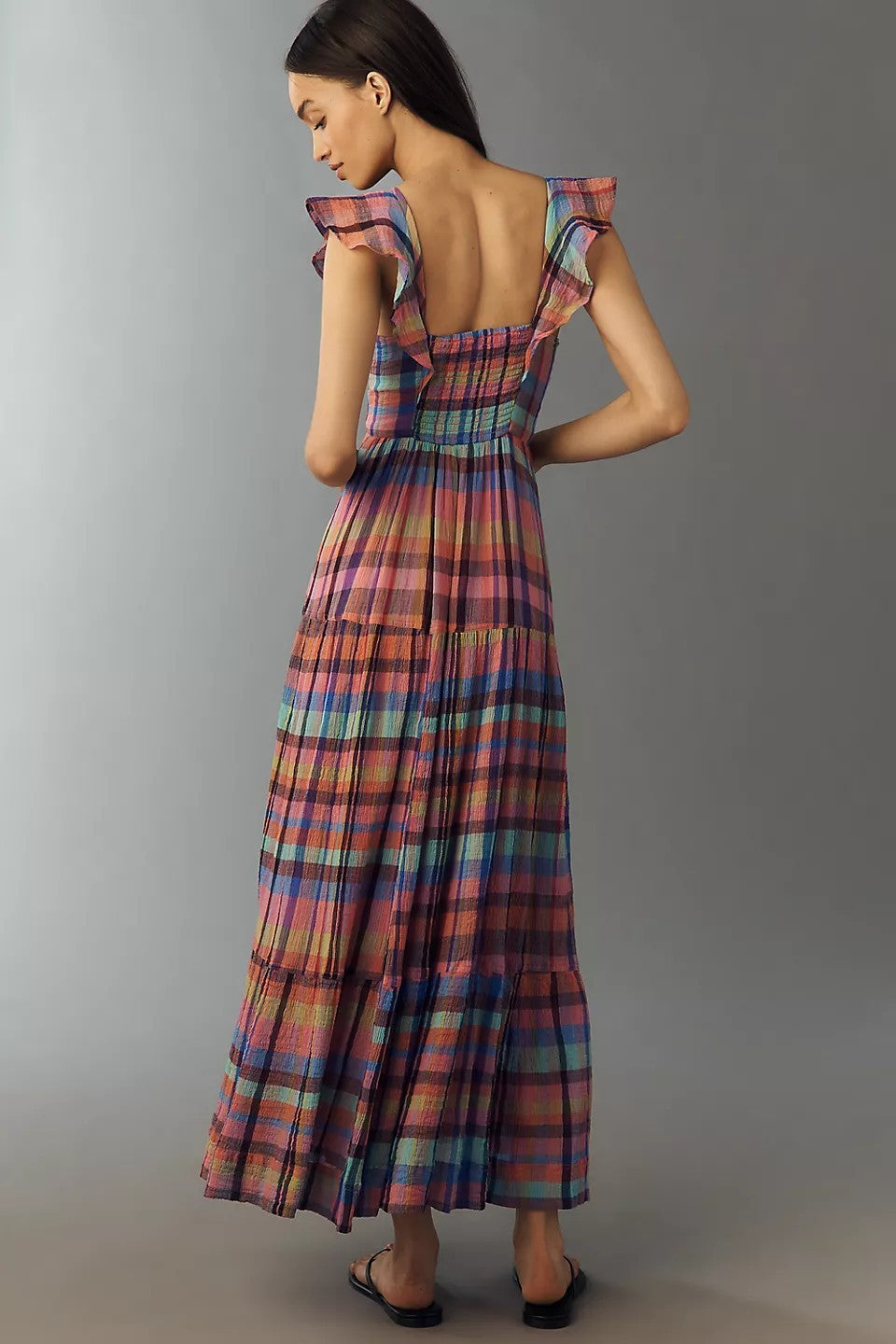 Anthropologie Pilcro Flutter-Sleeve Tiered Midi Maxi Boho Dress
