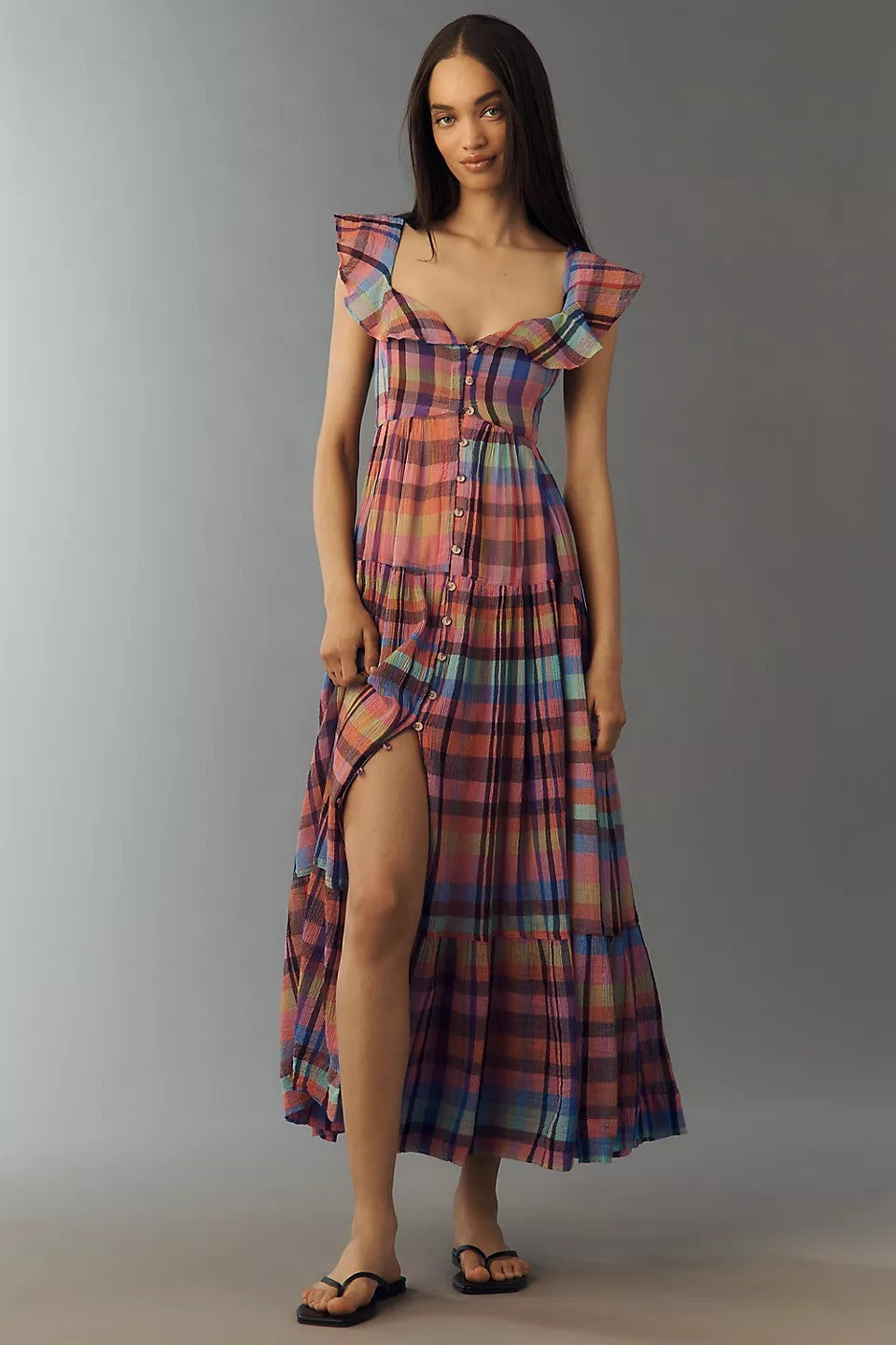 Anthropologie Pilcro Cotton Tiered Midi Maxi Beach Boho Dress