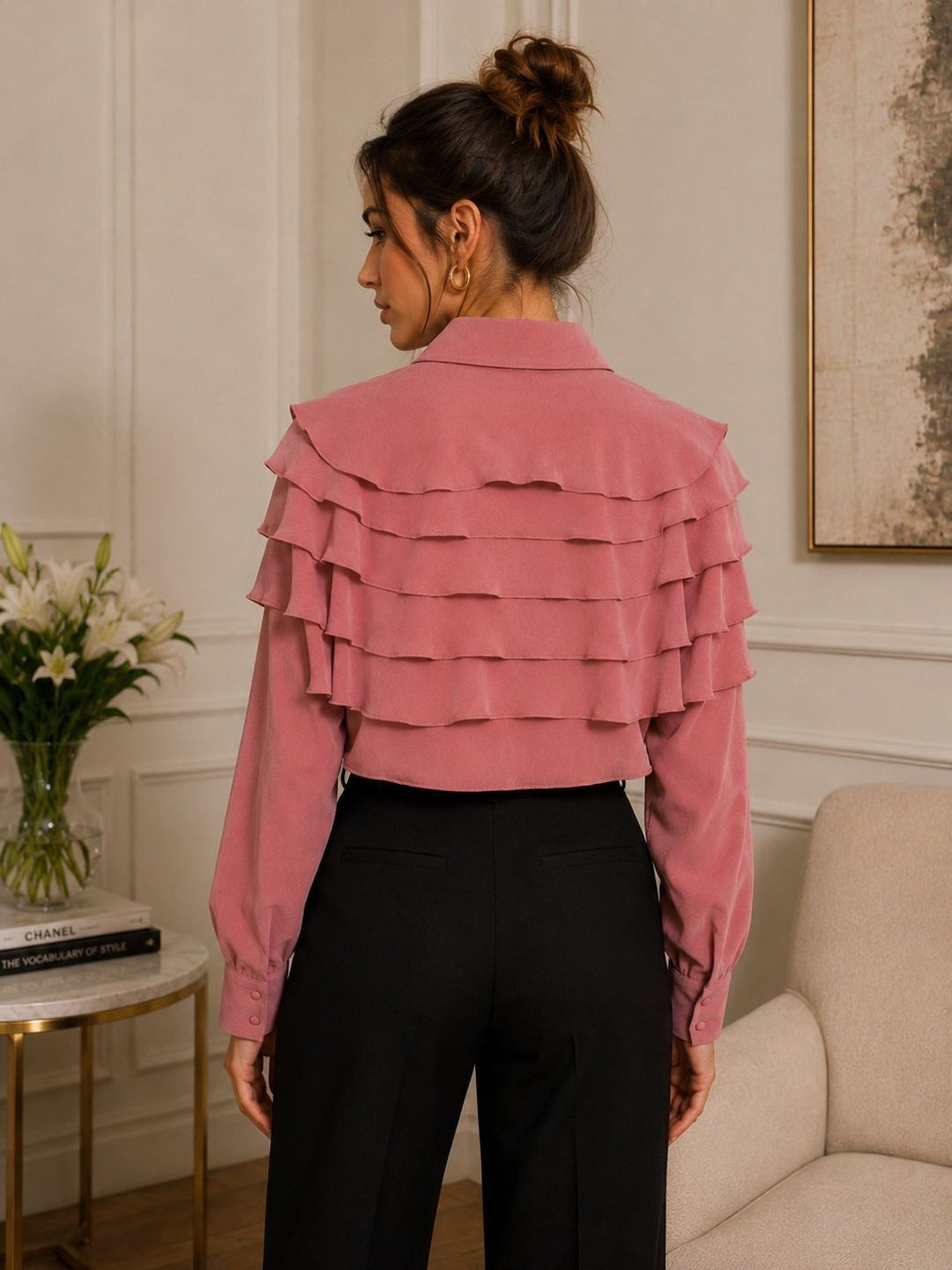 Mint Velvet Chiffon Ruffle Shirt Top Full Sleeves Blouse