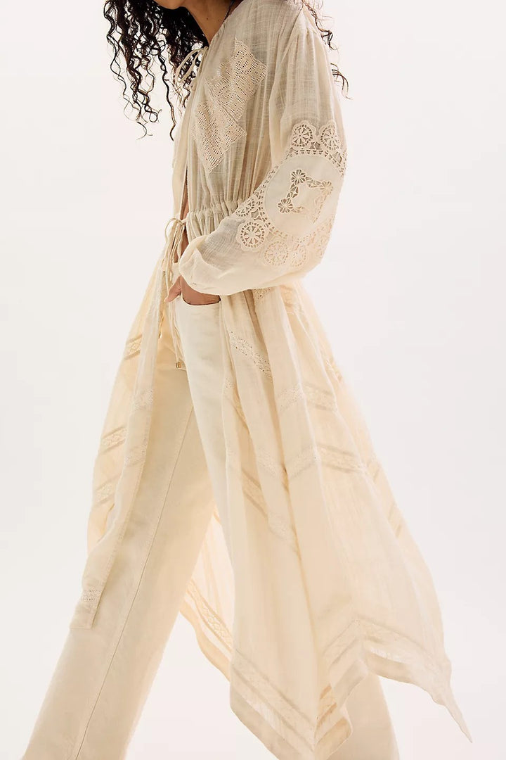 Free People Lost And Found Duster Dress Beach Boho Cover up Kaftan Kimono