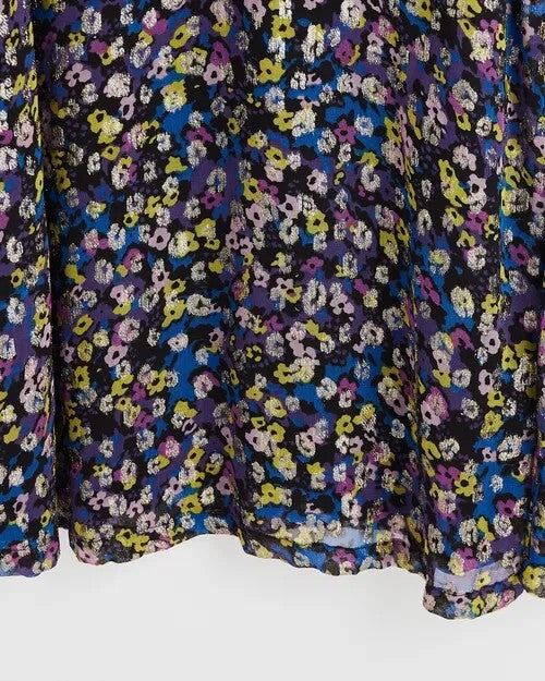 Oliver Bonas Floral Metallic Midi Dress Maxi Boho Beach