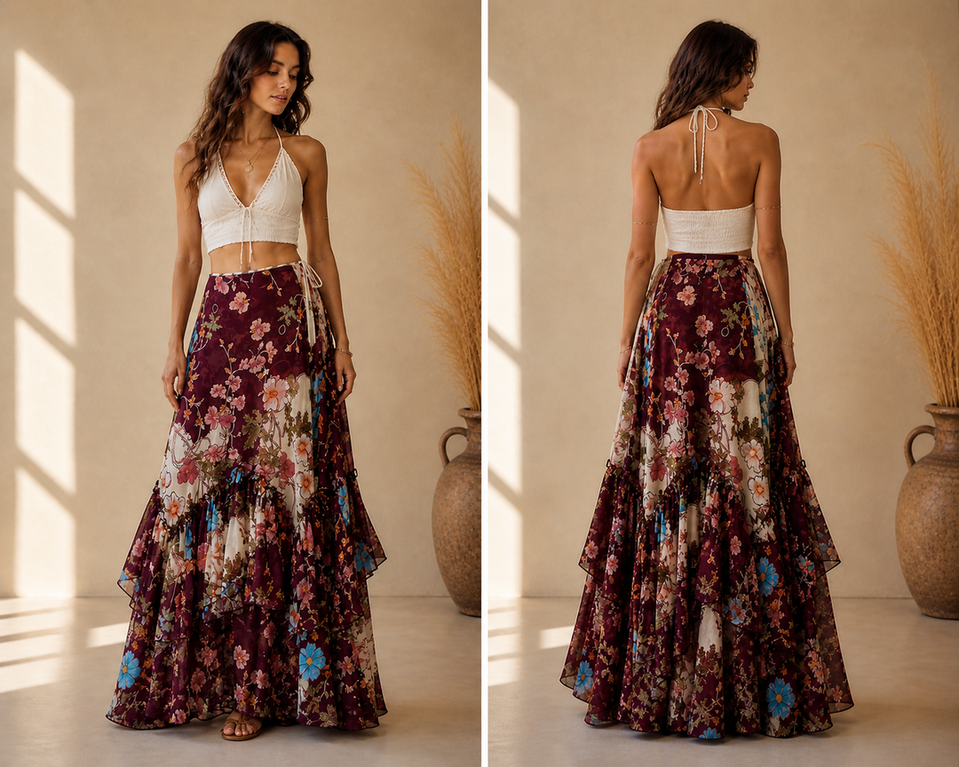 Free People Palermo Villa Maxi Midi Floral Skirt Boho