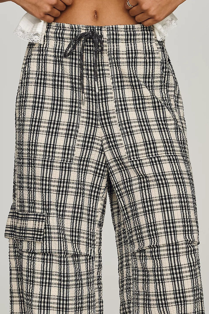 Anthropologie Pilcro Textured Cargo Pants Trousers Black&White
