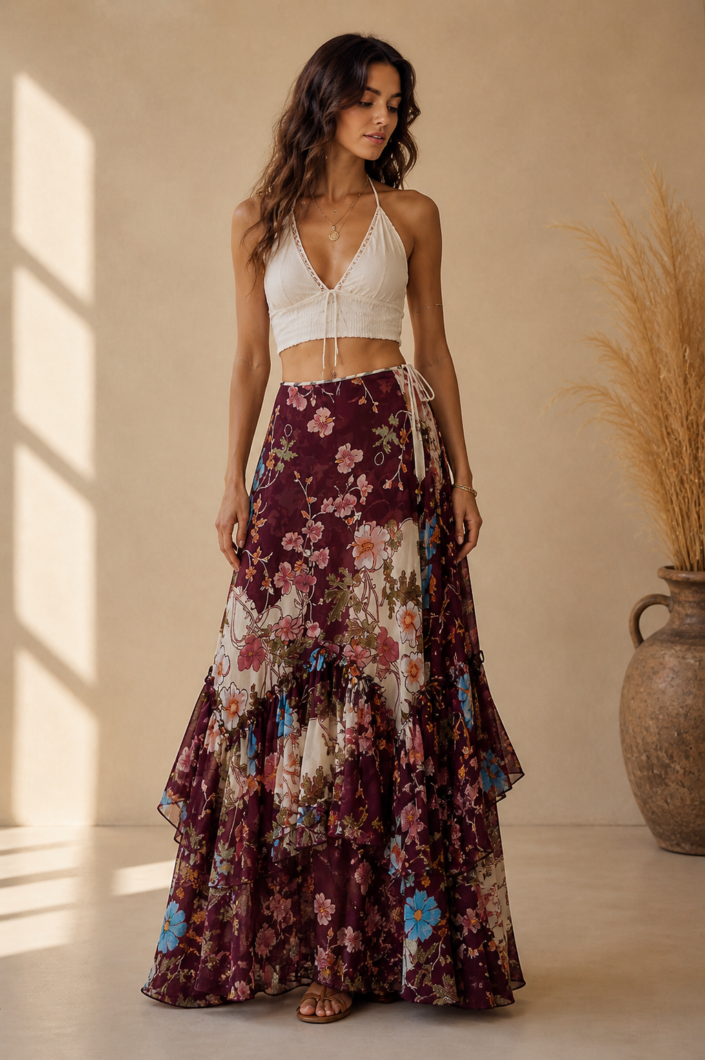 Free People Palermo Villa Wine Skirt