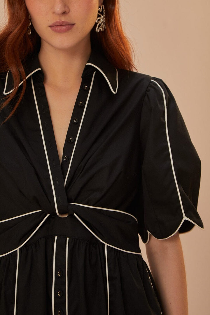 Farm Rio Black White Midi Maxi Dress Boho