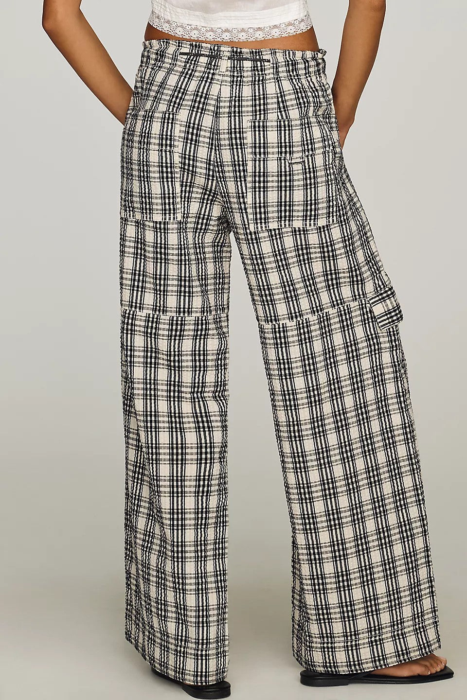 Anthropologie Pilcro Textured Cargo Pants Trousers BlacK&White