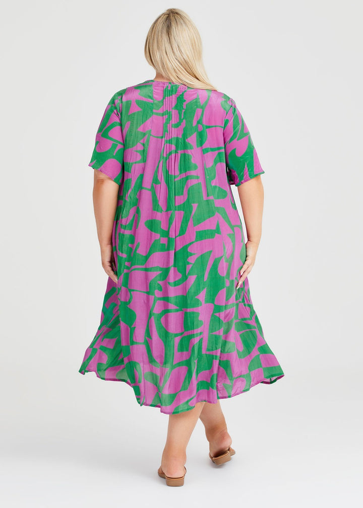 Taking Shape Fiesta Midi Dress Plus Boho Satin Silk Curve Maxi