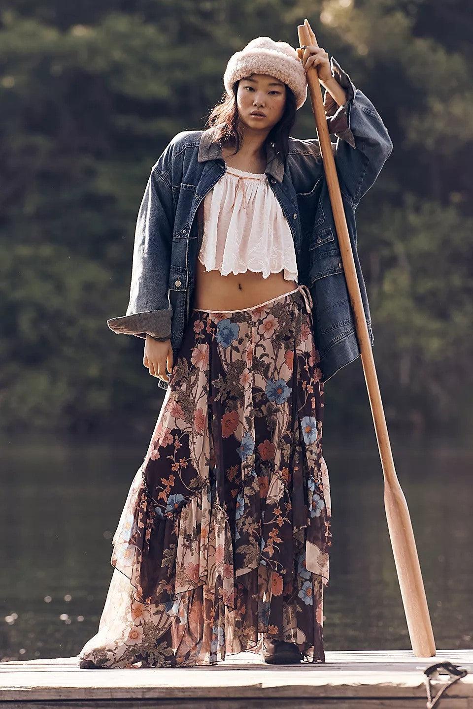 Free People Palermo Villa Maxi Midi Floral Skirt Boho
