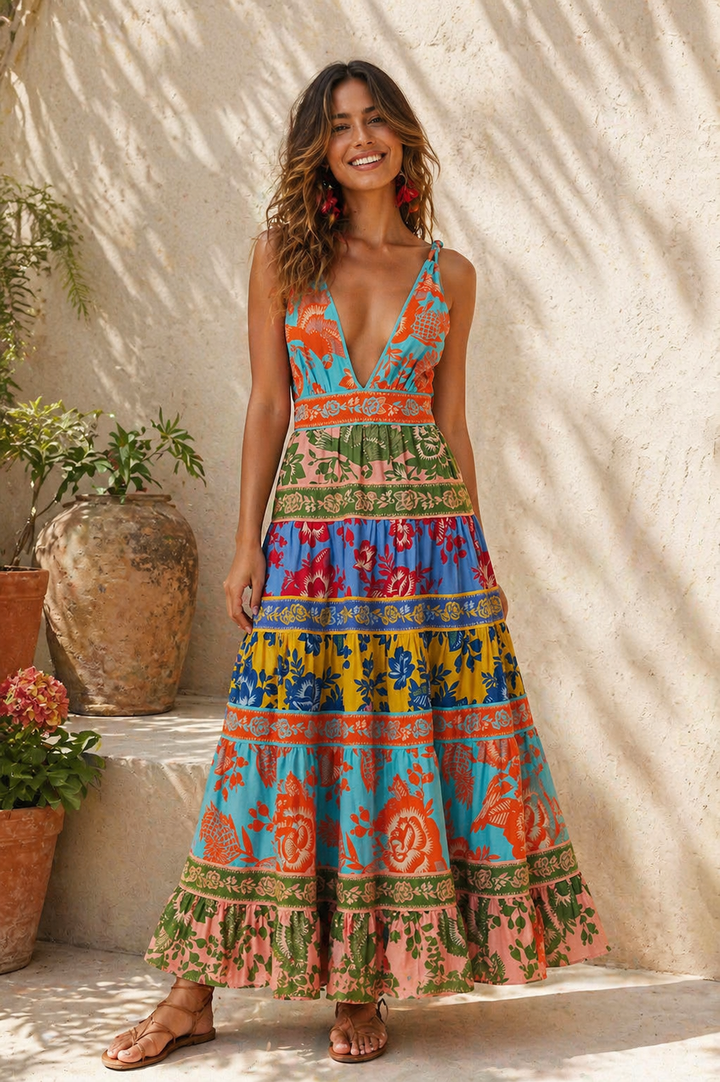 Farm Rio Lace Garden Midi Maxi Dress Boho Cotton Beach Resort
