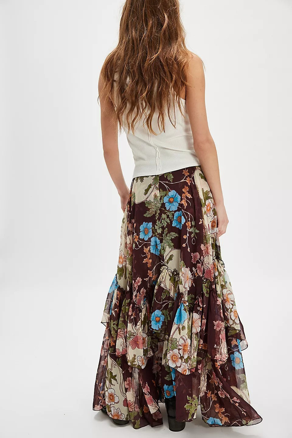 Free People Palermo Villa Maxi Midi Floral Skirt Boho