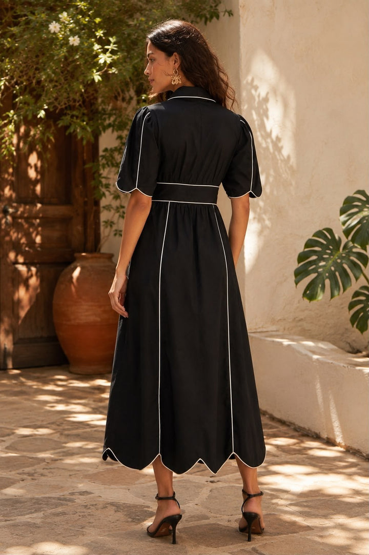 Farm Rio Black White Midi Maxi Dress Boho