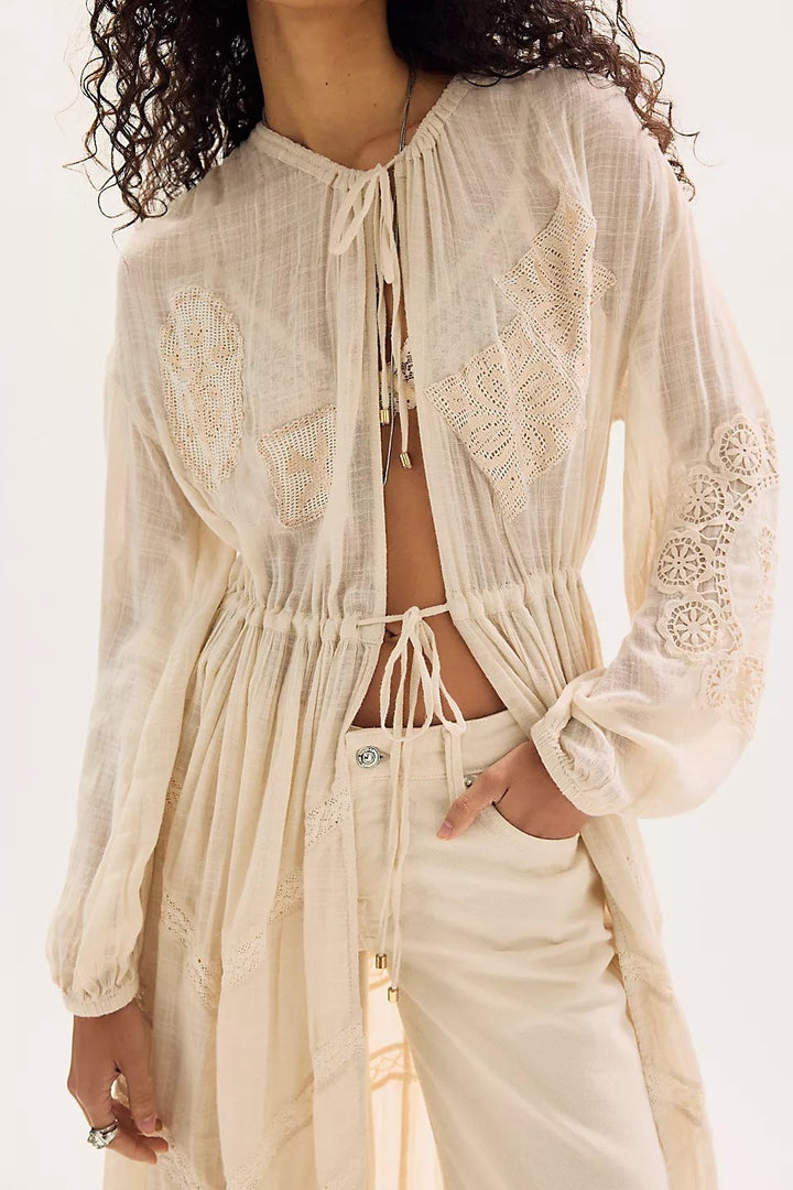 Free People Lost And Found Duster Dress Beach Boho Cover up Kaftan Kimono
