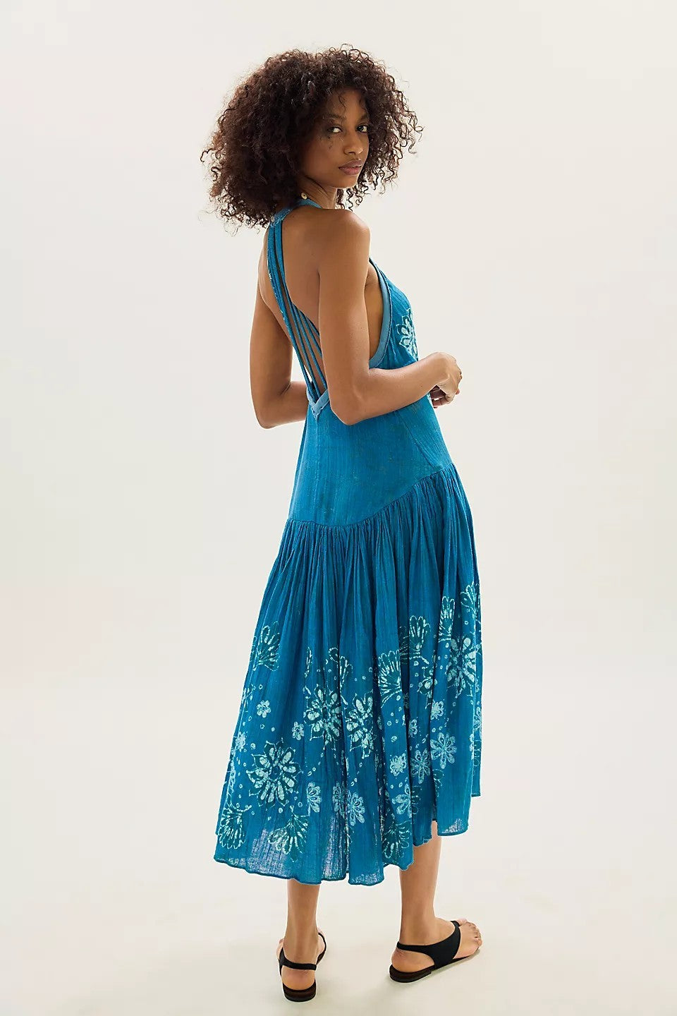 Free People Prime Paradise Midi Maxi Dress Boho Beach Blue