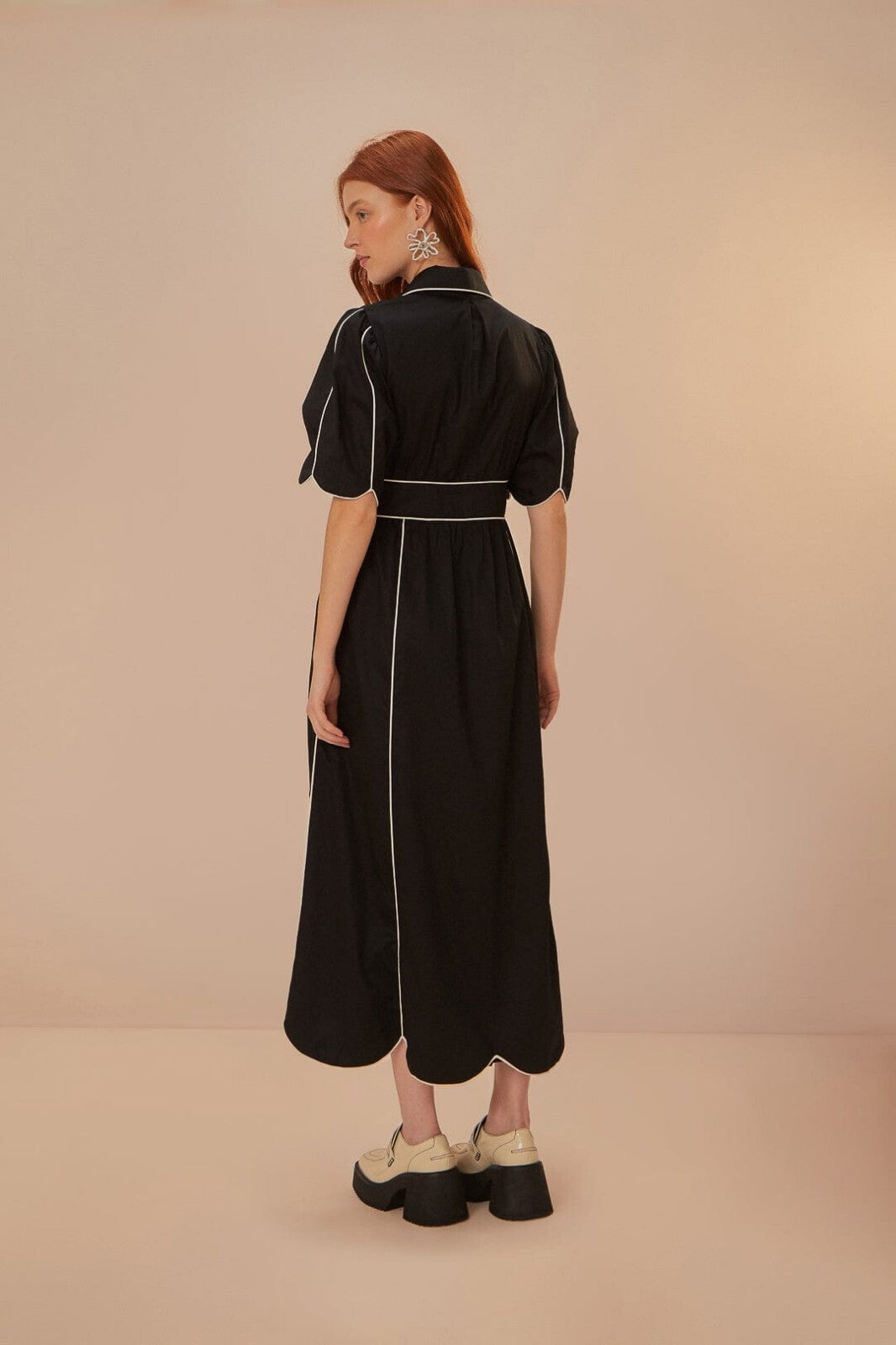 Farm Rio Black White Midi Maxi Dress Boho