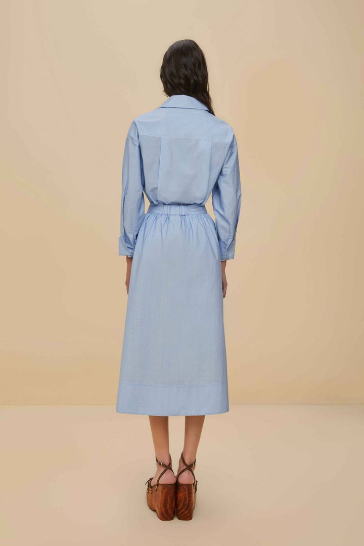 Farm Rio Blue Banana Cocina Cotton Midi Maxi Skirt