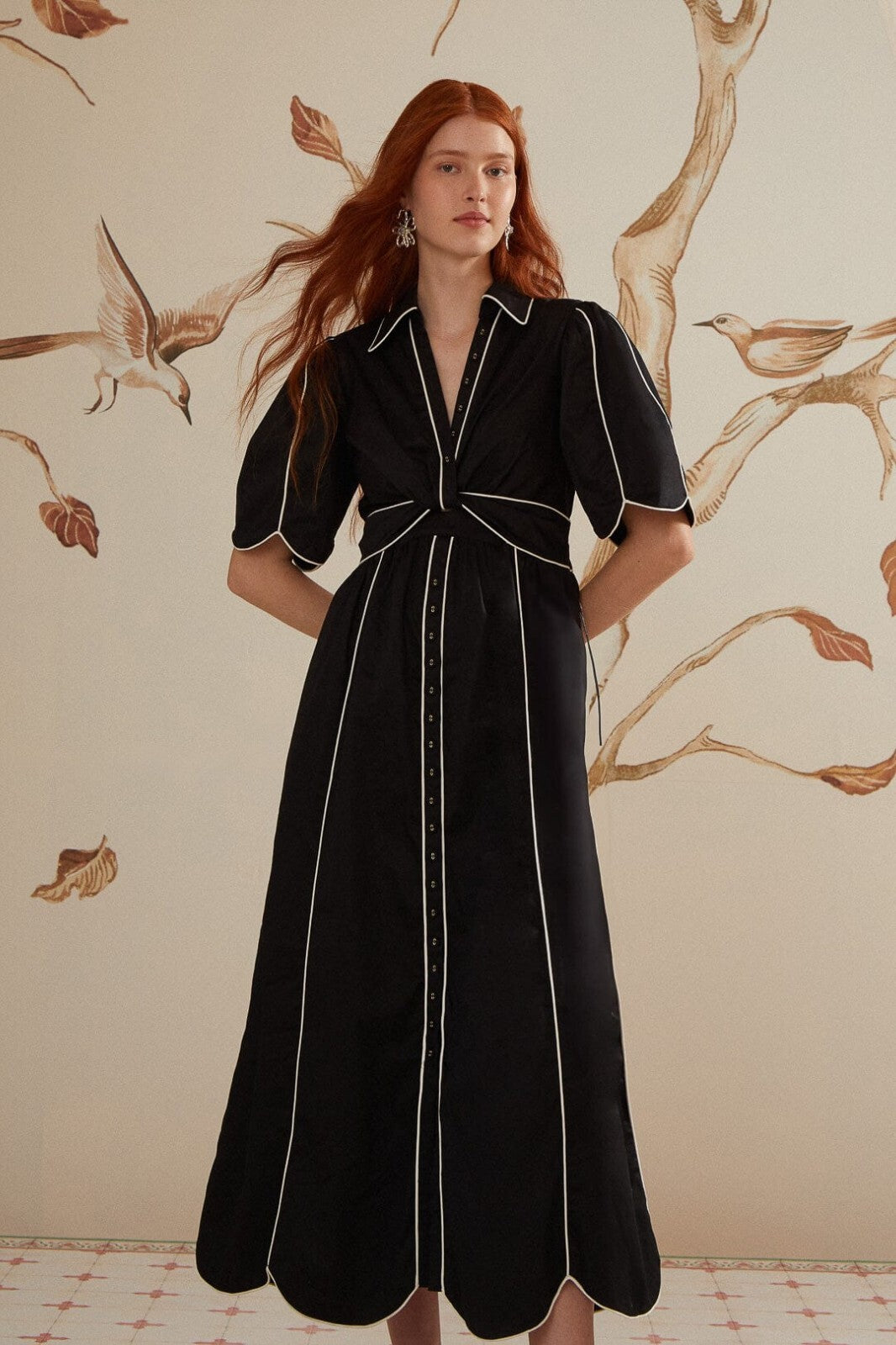 Farm Rio Black White Midi Maxi Dress Boho