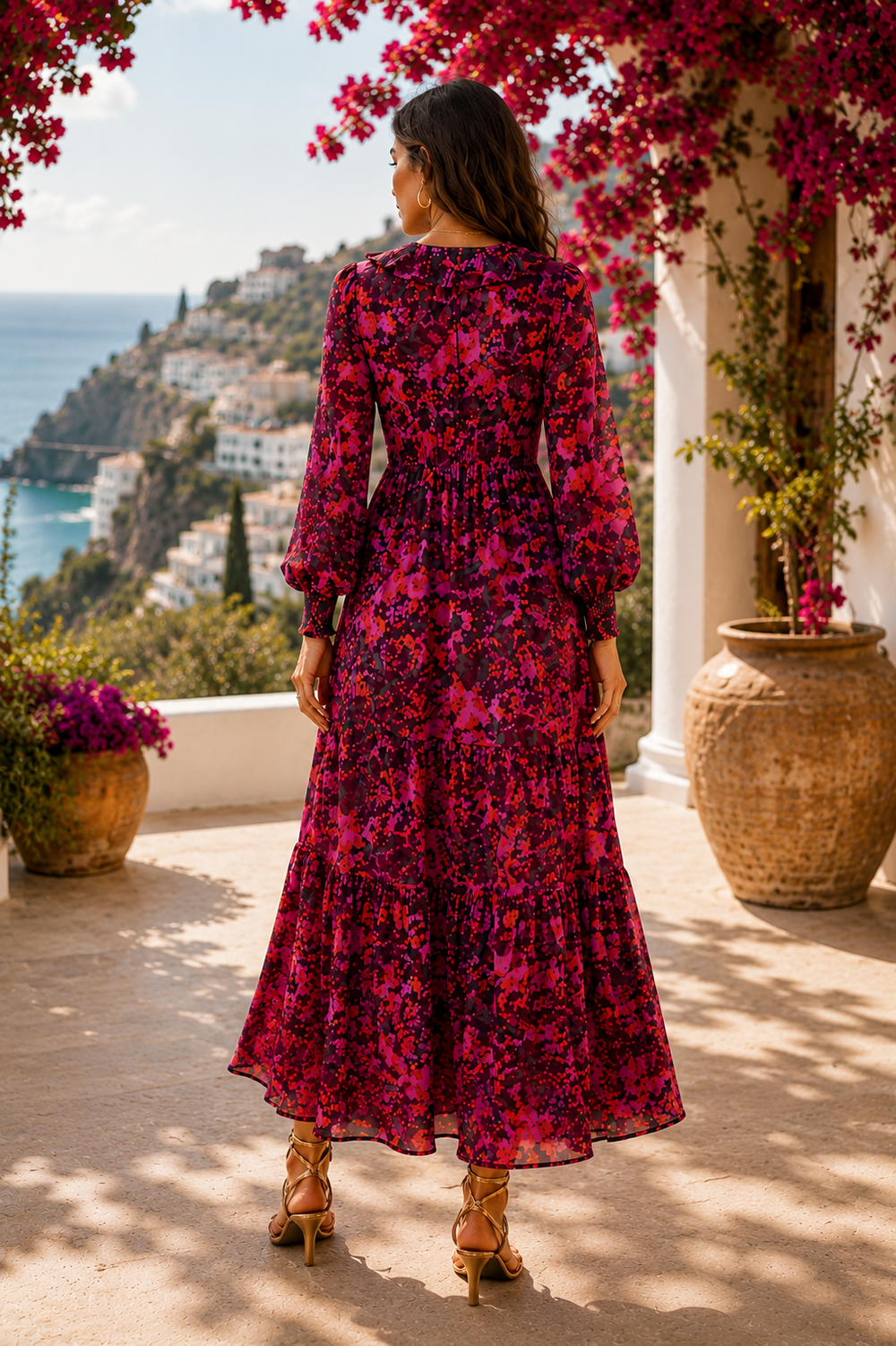 Farm Rio Dos Passaros Maxi Dress Boho Floral Cotton Midi