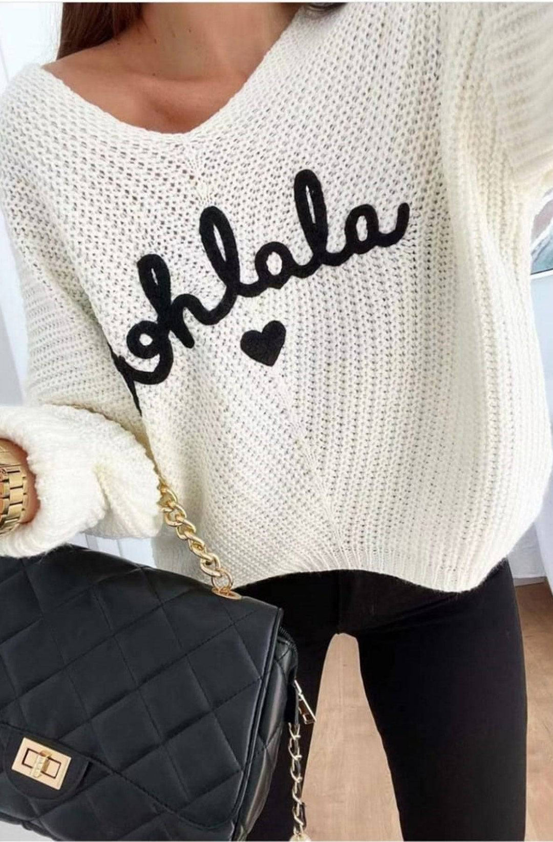 Naya 'Ooh La La' Knitted Jumper Sweater Top-Ivory