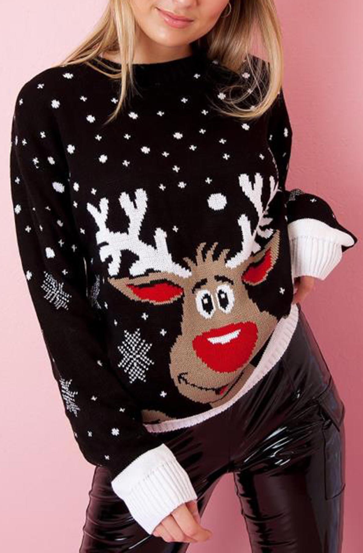 Black reindeer christmas clearance jumper