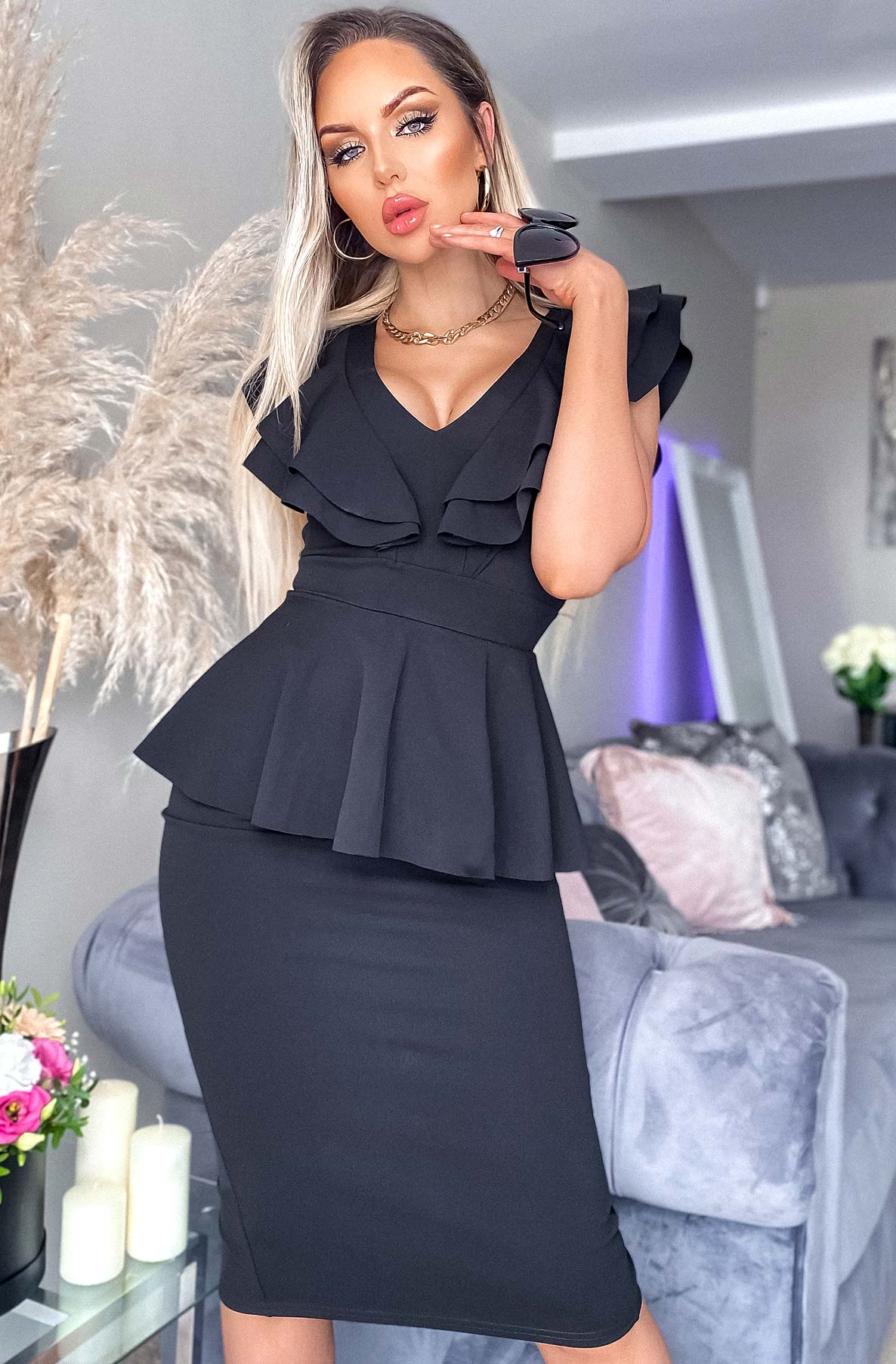 Peplum bodycon shop midi dress